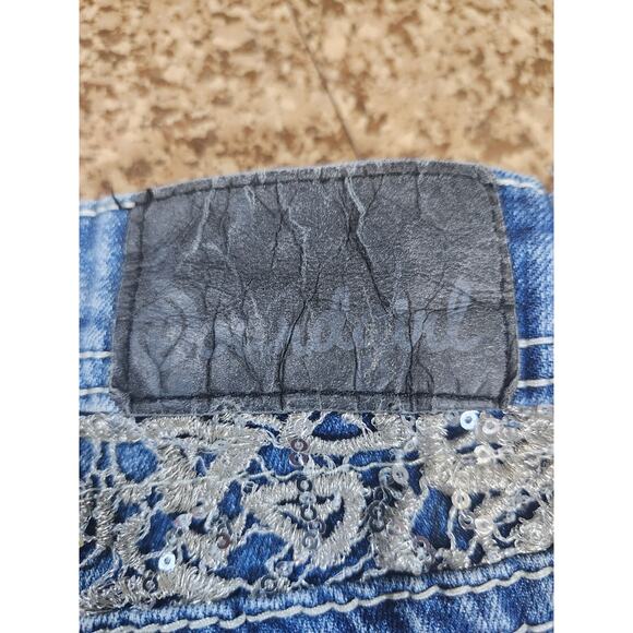 Soundgirl Women's Embellished Blue Jeans Shorts 7 Embroidered Sequin Whimsygoth - Picture 8 of 10